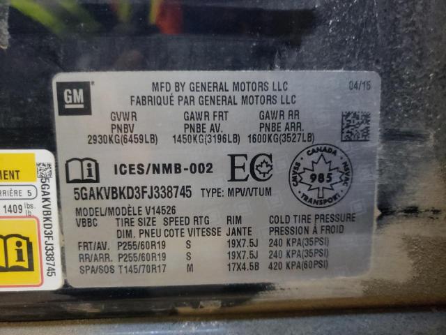 Photo 14 from auction – 2015 BUICK ENCLAVE with VIN 5GAKVBKD3FJ338745