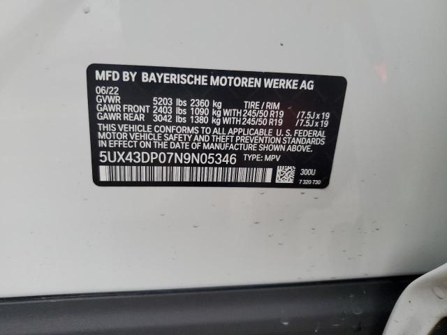 Photo 14 from auction – 2022 BMW X3 SDRIVE3 with VIN 5UX43DP07N9N05346