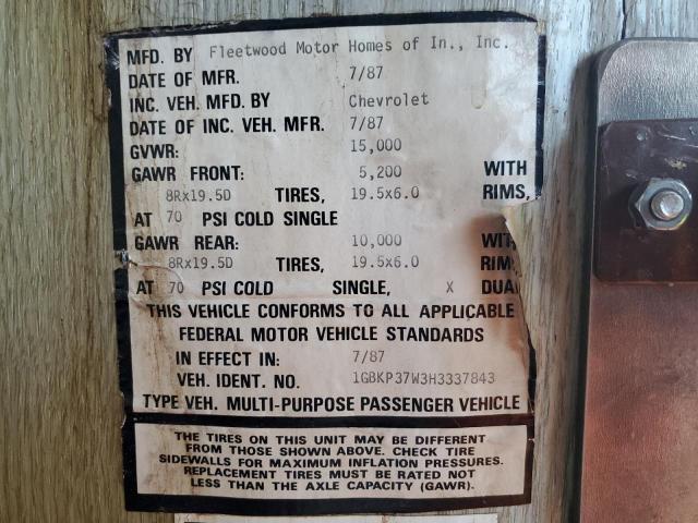 Photo 10 from auction – 1988 PACE MOTORHOME with VIN 1GBKP37W3H3337843