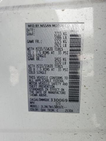 Photo 14 from auction – 2013 INFINITI JX35 with VIN 5N1AL0MM6DC330069