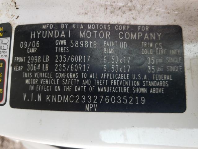 Photo 14 from auction – 2007 HYUNDAI ENTOURAGE with VIN KNDMC233276035219