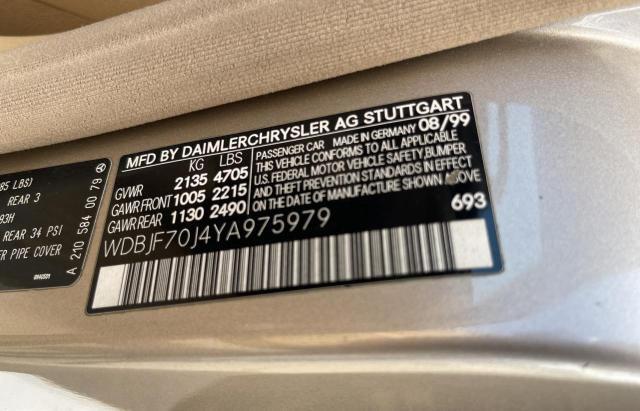 Photo 10 from auction – 2000 MERCEDES-BENZ E 430 with VIN WDBJF70J4YA975979