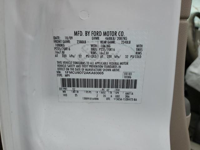 Photo 14 from auction – 2010 FORD ESCAPE XLT with VIN 1FMCU9D72AKA93005