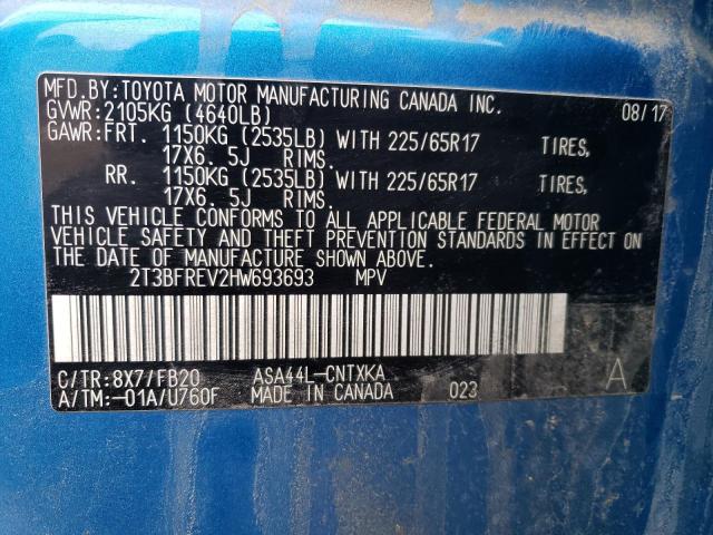 Photo 14 from auction – 2017 TOYOTA RAV4 LE with VIN 2T3BFREV2HW693693