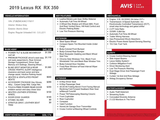 Photo 12 from auction – 2019 LEXUS RX 350 BAS with VIN 2T2BZMCA3KC175017
