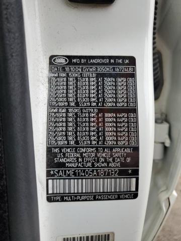 Photo 14 from auction – 2005 LAND ROVER RANGE ROVE with VIN SALME11405A187132