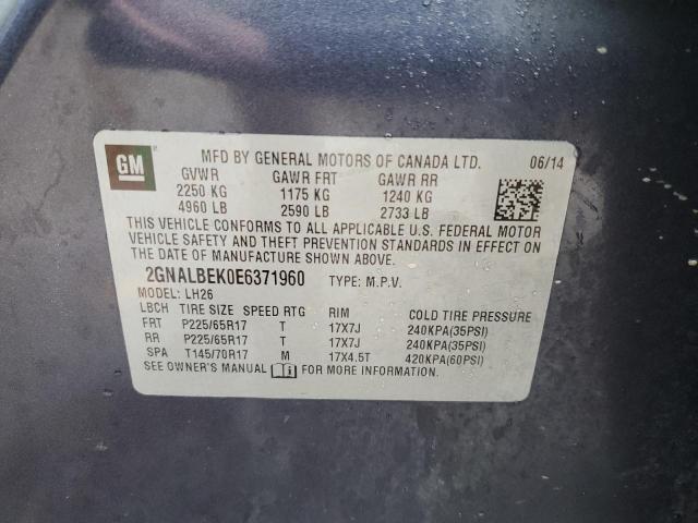 Photo 14 from auction – 2014 CHEVROLET EQUINOX LT with VIN 2GNALBEK0E6371960