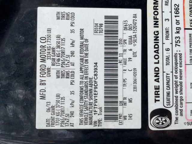 Photo 10 from auction – 2013 FORD F150 SUPER with VIN 1FTFW1EF9DFC83934
