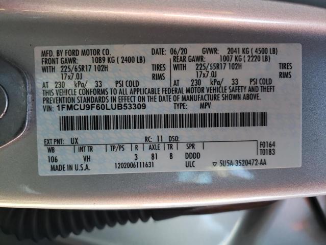 Photo 14 from auction – 2020 FORD ESCAPE S with VIN 1FMCU9F60LUB53309