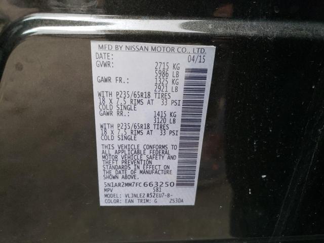 Photo 14 from auction – 2015 NISSAN PATHFINDER with VIN 5N1AR2MM7FC663250