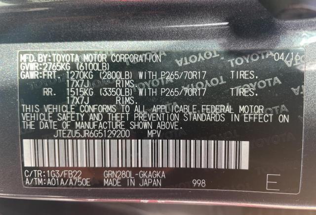 Photo 10 from auction – 2016 TOYOTA 4RUNNER SR with VIN JTEZU5JR6G5129200
