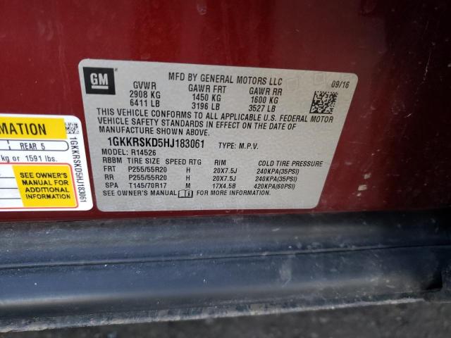 Photo 14 from auction – 2017 GMC ACADIA LIM with VIN 1GKKRSKD5HJ183061