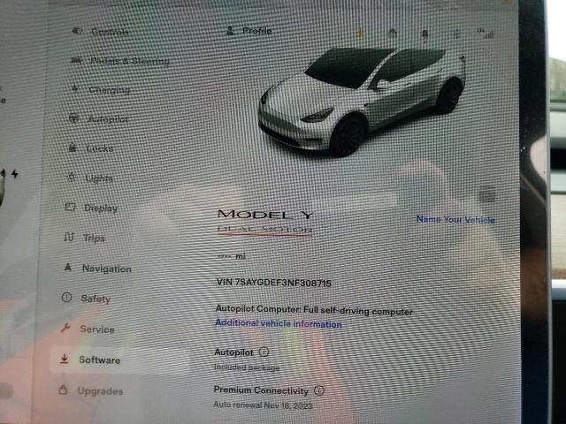 Foto 9 de la subasta – 2022 TESLA MODEL Y con VIN 7SAYGDEF3NF308715