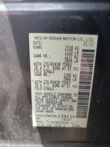 Photo 14 from auction – 2015 NISSAN MURANO S with VIN 5N1AZ2MG3FN239336