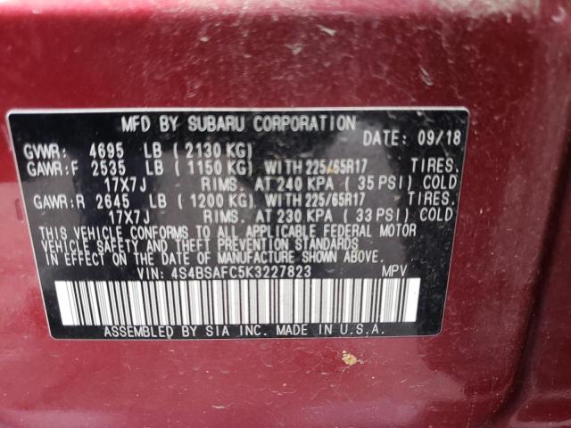 Photo 14 from auction – 2019 SUBARU OUTBACK 2. with VIN 4S4BSAFC5K3227823