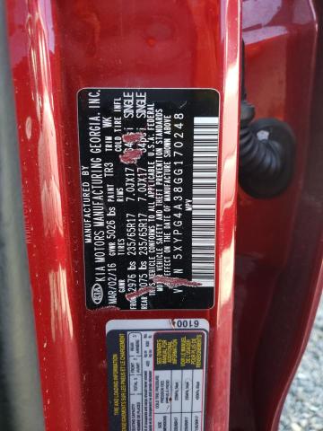 Photo 14 from auction – 2016 KIA SORENTO LX with VIN 5XYPG4A38GG170248