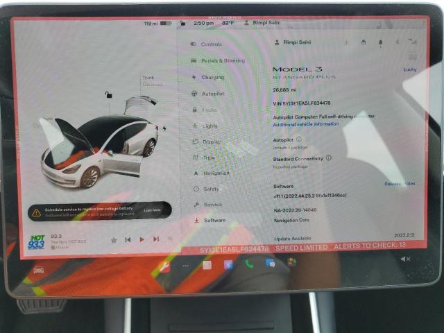 Photo 9 from auction – 2020 TESLA MODEL 3 with VIN 5YJ3E1EA5LF634478