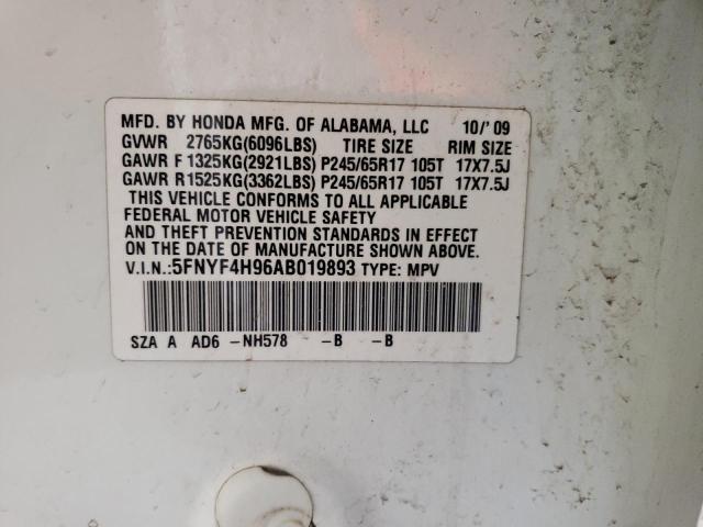 Photo 14 from auction – 2010 HONDA PILOT with VIN 5FNYF4H96AB019893