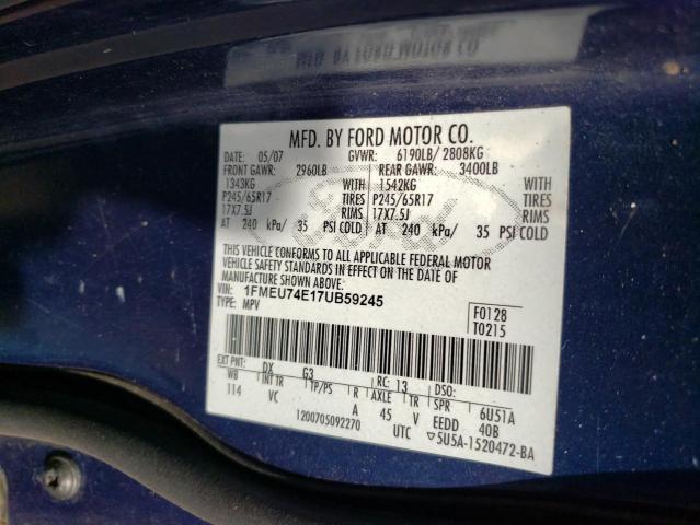 Photo 14 from auction – 2007 FORD EXPLORER E with VIN 1FMEU74E17UB59245