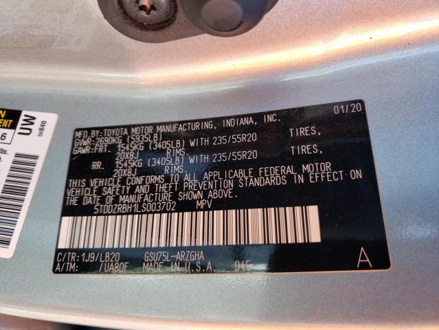 Photo 14 from auction – 2020 TOYOTA HIGHLANDER with VIN 5TDDZRBH1LS003702
