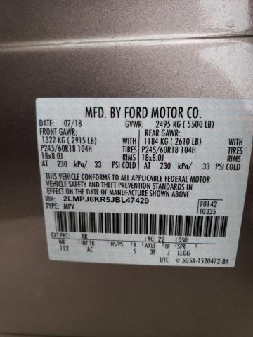 Photo 14 from auction – 2018 LINCOLN MKX SELECT with VIN 2LMPJ6KR5JBL47429