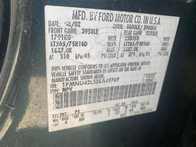 Photo 10 from auction – 2003 FORD EXCURSION with VIN 1FMNU42L53EA49769