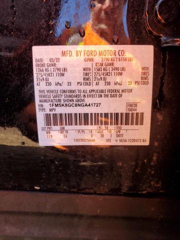 Photo 14 from auction – 2022 FORD EXPLORER S with VIN 1FM5K8GC8NGA41727