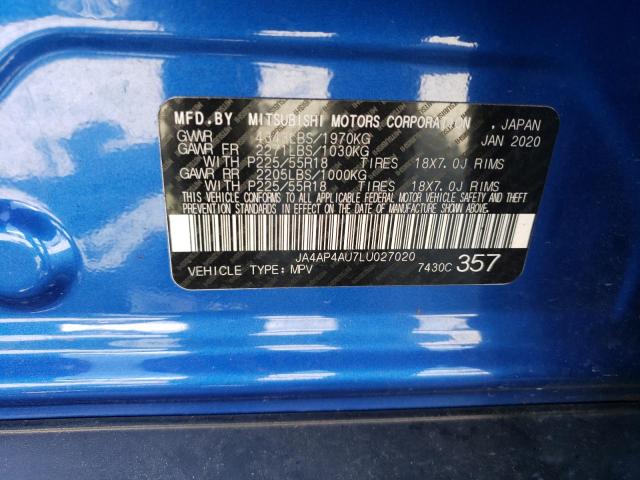Photo 14 from auction – 2020 MITSUBISHI OUTLANDER with VIN JA4AP4AU7LU027020