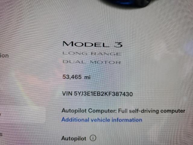 Photo 9 from auction – 2013 TESLA TESLA with VIN 5YJ3E1EB2KF387430