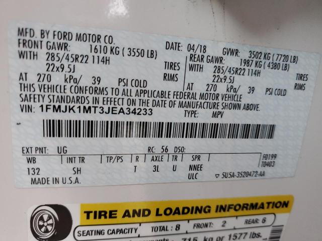 Photo 14 from auction – 2018 FORD EXPEDITION with VIN 1FMJK1MT3JEA34233