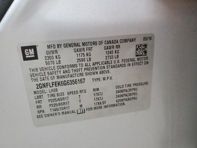 Photo 14 from auction – 2016 CHEVROLET EQUINOX LT with VIN 2GNFLFEK6G6356167