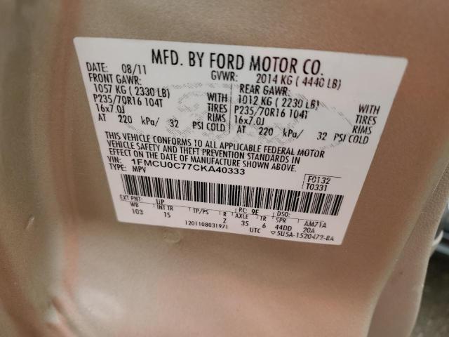 Photo 14 from auction – 2012 FORD ESCAPE XLS with VIN 1FMCU0C77CKA40333