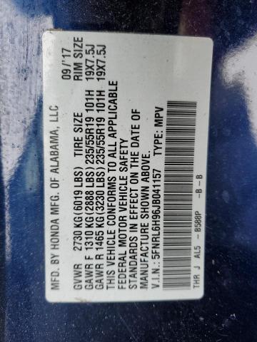 Photo 14 from auction – 2018 HONDA ODYSSEY EL with VIN 5FNRL6H96JB041157