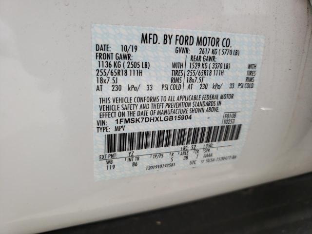 Photo 14 from auction – 2020 FORD EXPLORER X with VIN 1FMSK7DHXLGB15904