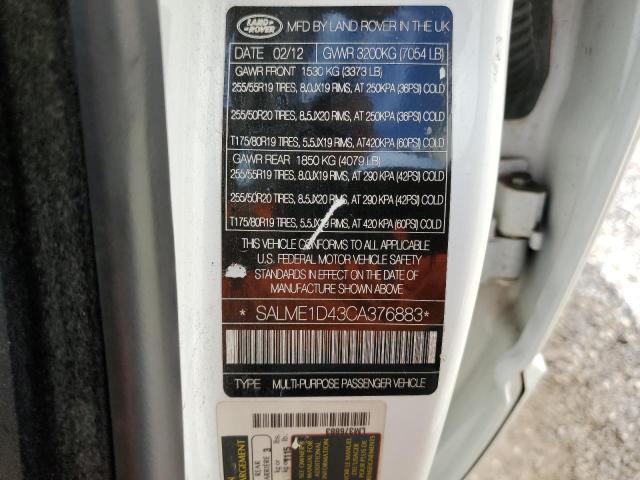 Photo 14 from auction – 2012 LAND ROVER RANGE ROVE with VIN SALME1D43CA376883