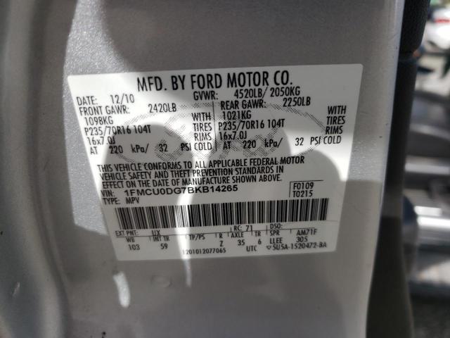Photo 14 from auction – 2011 FORD ESCAPE XLT with VIN 1FMCU0DG7BKB14265