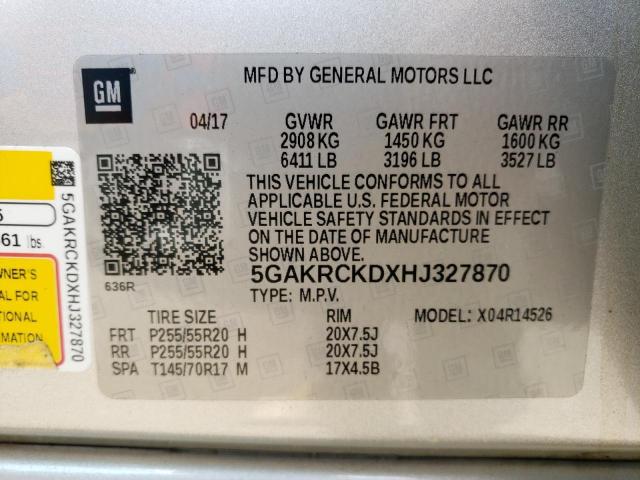 Photo 14 from auction – 2017 BUICK ENCLAVE with VIN 5GAKRCKDXHJ327870