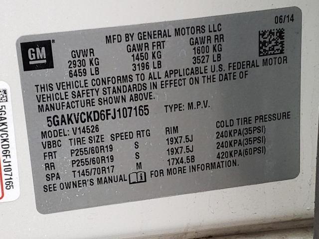 Photo 14 from auction – 2015 BUICK ENCLAVE with VIN 5GAKVCKD6FJ107165