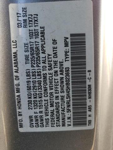 Photo 14 from auction – 2017 HONDA ODYSSEY EX with VIN 5FNRL5H45HB023693