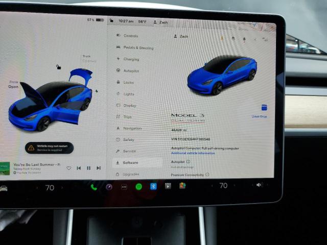 Photo 9 from auction – 2019 TESLA MODEL 3 with VIN 5YJ3E1EB4KF385548