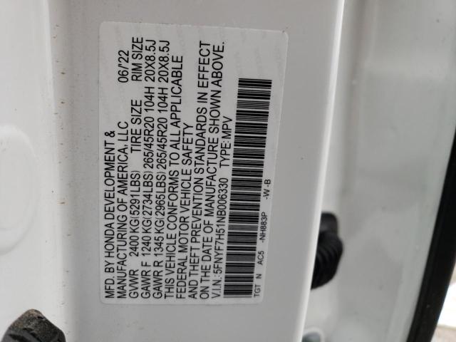 Photo 14 from auction – 2022 HONDA PASSPORT E with VIN 5FNYF7H51NB006330