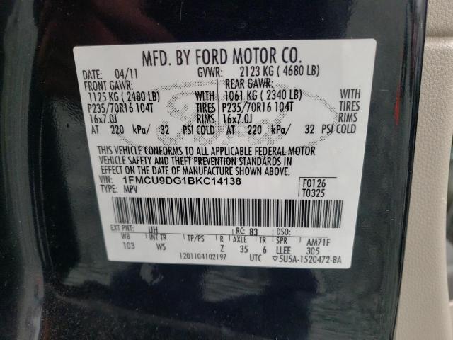 Photo 14 from auction – 2011 FORD ESCAPE XLT with VIN 1FMCU9DG1BKC14138