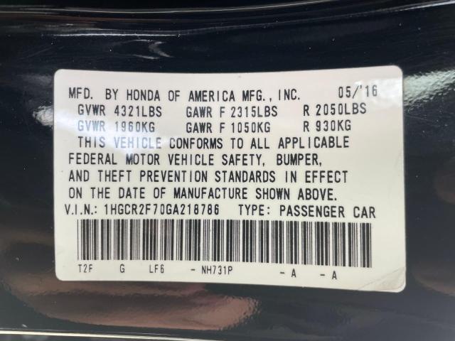 Photo 10 from auction – 2016 HONDA ACCORD EX with VIN 1HGCR2F70GA218786