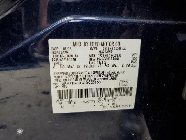 Photo 14 from auction – 2016 FORD EDGE SEL with VIN 2FMPK4J96GBC20650
