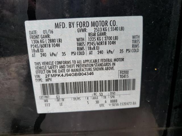 Photo 14 from auction – 2016 FORD EDGE SEL with VIN 2FMPK4J94GBB04346