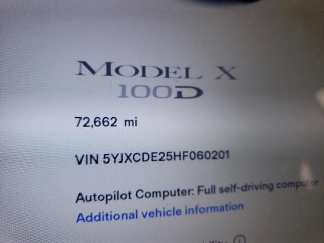 Photo 9 from auction – 2017 TESLA MODEL X with VIN 5YJXCDE25HF060201