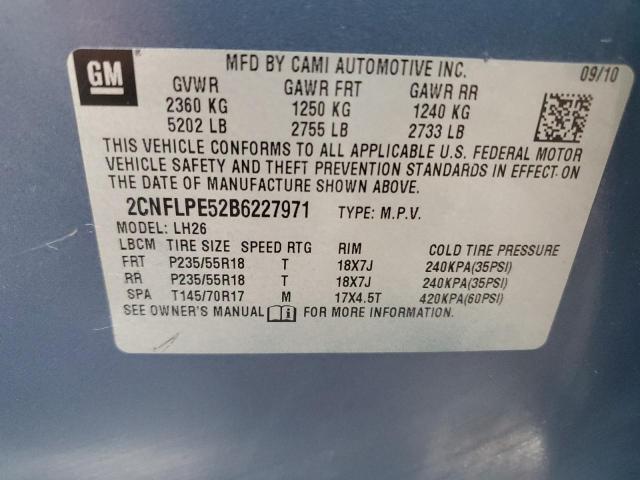 Photo 14 from auction – 2011 CHEVROLET EQUINOX LT with VIN 2CNFLPE52B6227971