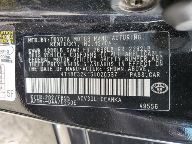 Photo 14 from auction – 2005 TOYOTA CAMRY LE with VIN 4T1BE32K15U020537