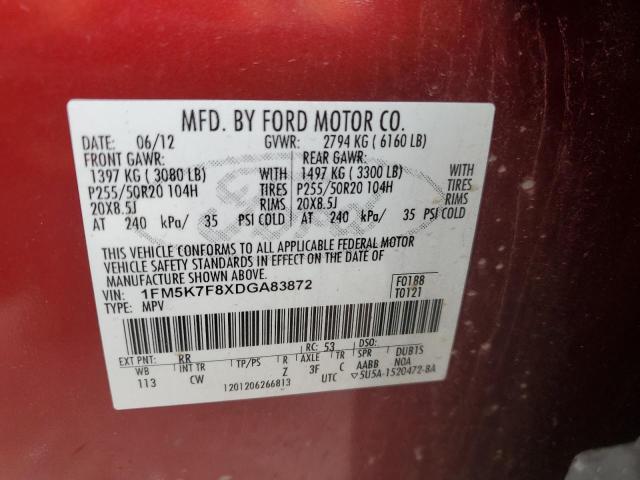 Photo 14 from auction – 2013 FORD EXPLORER L with VIN 1FM5K7F8XDGA83872