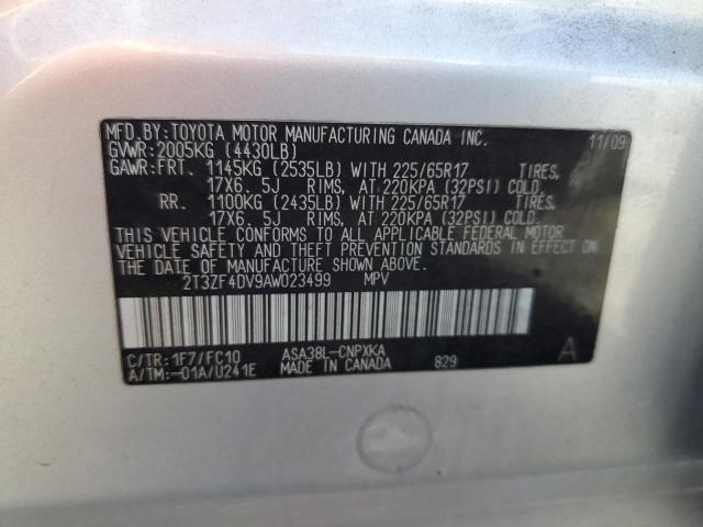 Photo 14 from auction – 2010 TOYOTA RAV4 with VIN 2T3ZF4DV9AW023499